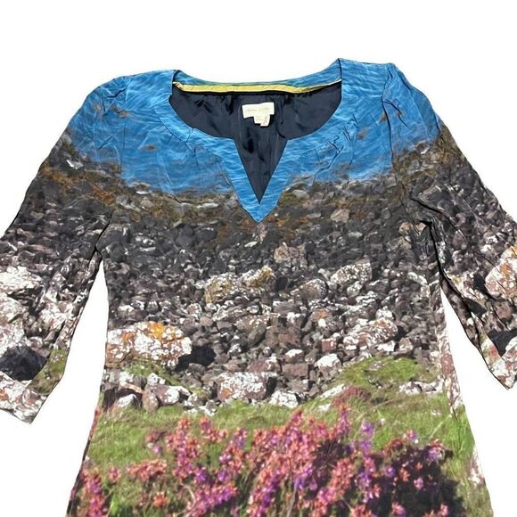 Meadow Rue Anthropologie Scotland Landscape Silk Dress - Picture 2 of 7